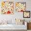 Fleurs rétro en rouge et orange - œuvre d'art traditionnelle sur toile-1993348039-1993348038