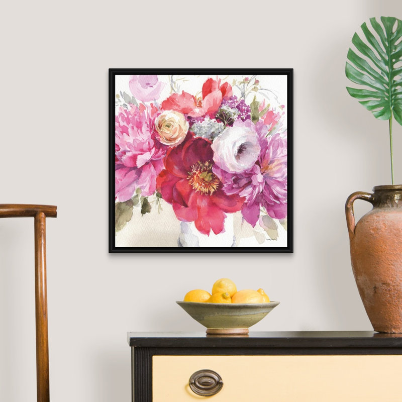 Visiblement rose 01 carré par Lisa Audit - reproduction d'art, H 22 po x l 22 po x P 1,75 po, Toile avec cadre noir