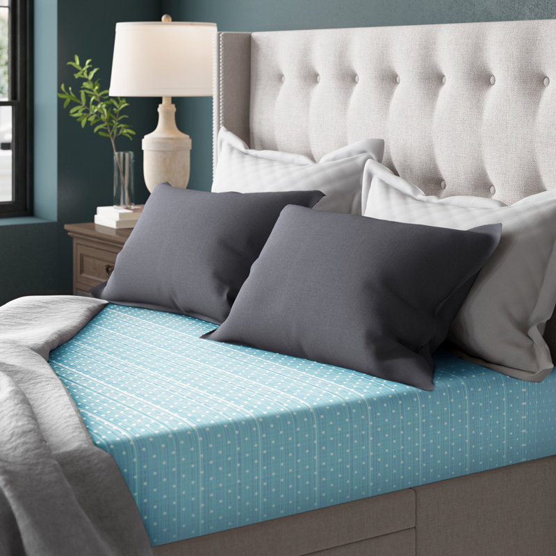 Aqua Plaid Twin Microfiber Sheet Set with Cotton Blend
