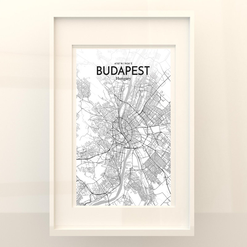 Budapest City Map In Tones - No Frame Print, 17cm H x 11cm W x 0.05cm D