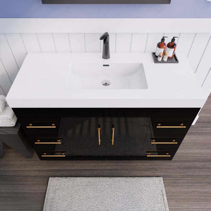 Ensemble de meuble-lavabo simple 48 po Spring, Noir lustré