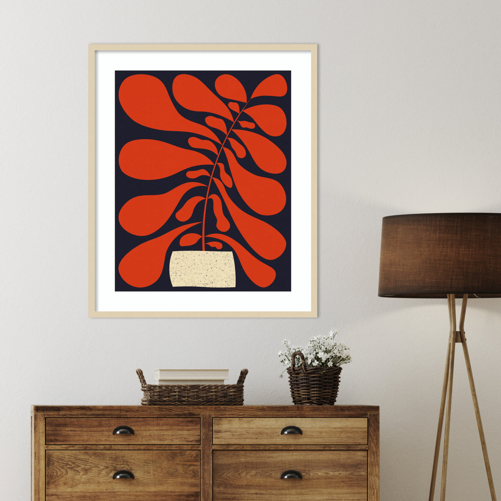 Lynne "Lazy Plant No. 1" Print, Brown, 40" H x 33" W