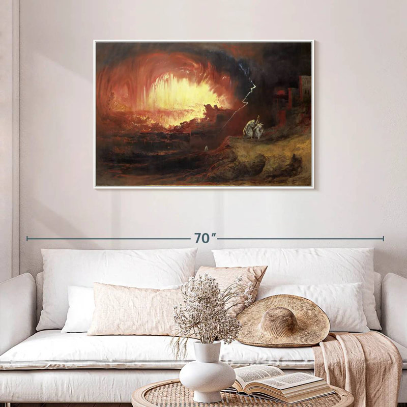 Destruction de Sodome et Gomorrhe, Cadre flottant blanc, 43 po x 29 po