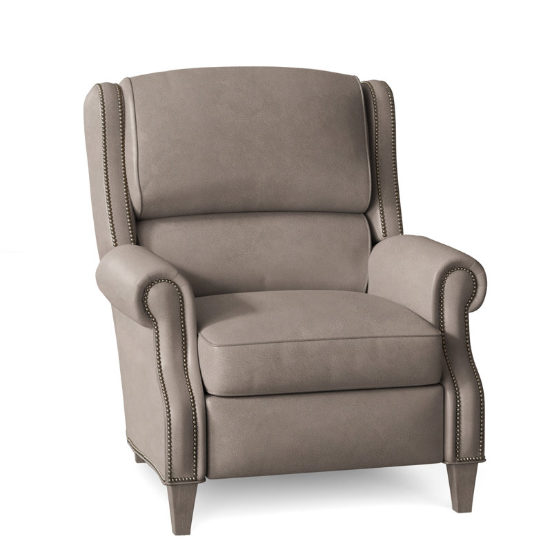 Huss Recliner, Stone, Aline Light Grey Genuine Leather, Power