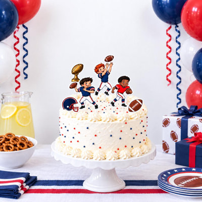 Décorations de gâteau d'anniversaire sur le thème du soccer, jeunes joueurs, casque, trophée (lot de 6)