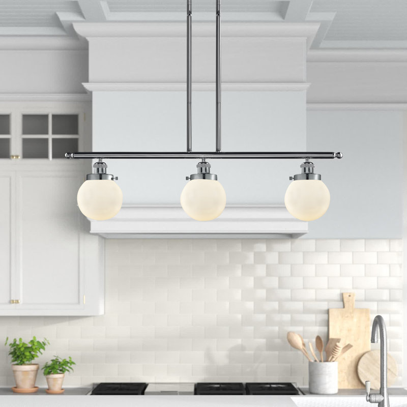 Chippewa 3 - Light Kitchen Island Pendant, Frosted, No Bulb Included, Polished Chrome