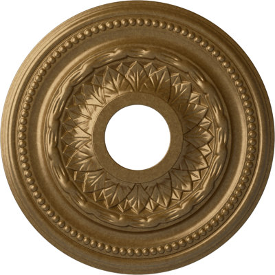 Endurathane Galway Ceiling Medallion, 15 3/4"OD x 3 1/4"ID x 1"P (Fits Canopies up to 3 1/4"), Hand-Painted Pale Gold Finish