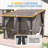 Lean-To Wall-Mounted Pergolas With Curtains And Netting-122684187