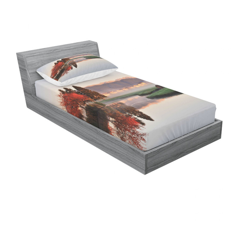 Ensemble de draps érable et pins, Ensemble de draps pour lit simple TG avec drap-hou