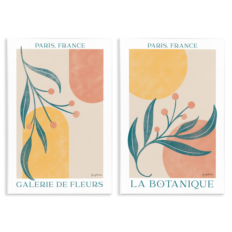 Ensemble de 2 plaques murales Botanicals over Geometrics, conception par Becky Thorns, H 15 po x l 10 po