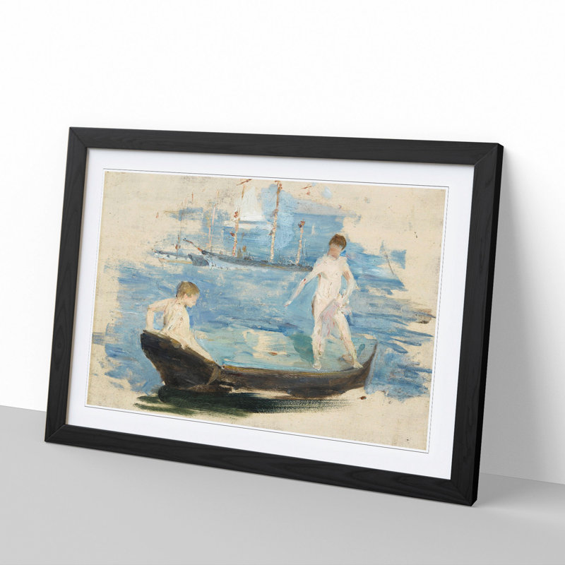 August Blue Sketch by Henry Scott Tuke - Picture Frame Graphic Art, 36cm H x 48cm W x 2cm D, Black Framed