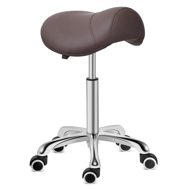 Maceus Adjustable Height Ergonomic Industrial Stool, Brown
