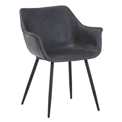 Haglund Leather Dining Chair with Powder-Coated Iron Legs Accent Side Chair Foam Padded Seat Versatile Kitchen Chair for Modern Home and Kitchen