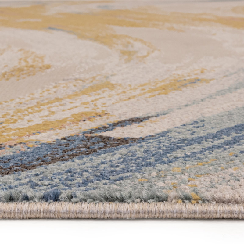 Deboran Swirl Blue/Yellow/Black Area Rug, Rectangle 160 x 220 cm