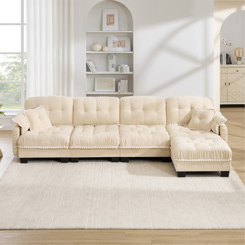 Canapé recouvert, L 100,7 po, Chenille beige