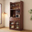 Buffet en noyer massif et bois manufacturé-1974823063