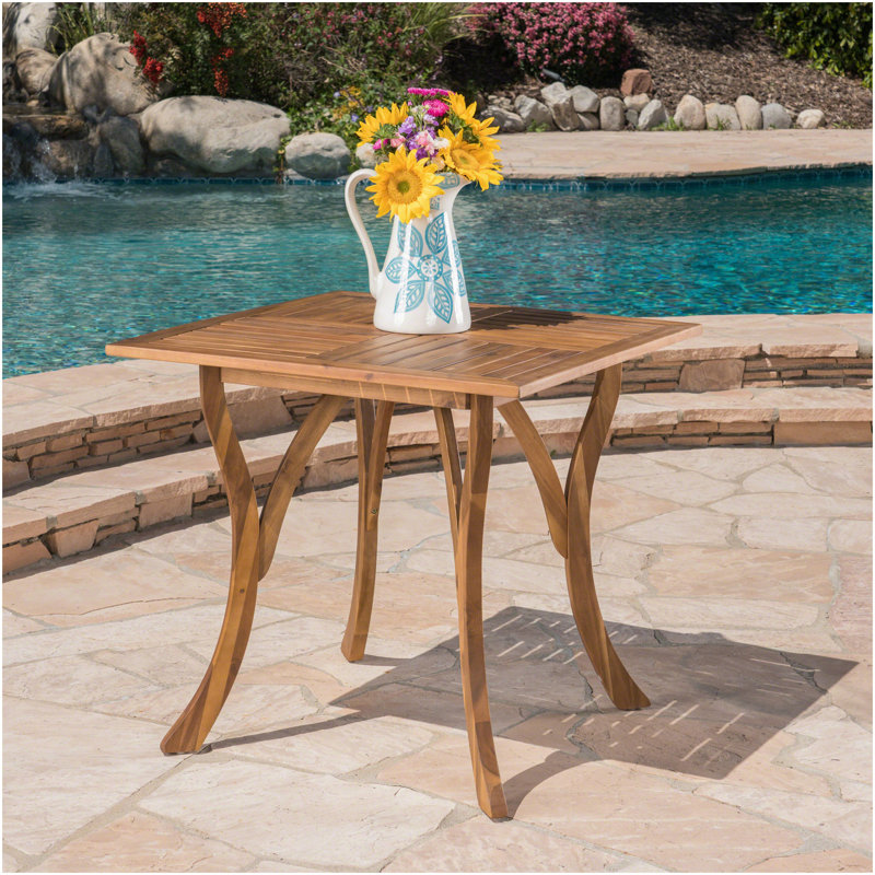Table de salle à manger d'extérieur carrée en bois d'acacia - L 31,50 po x l 31,50 po x H 30,00 po - brun naturel