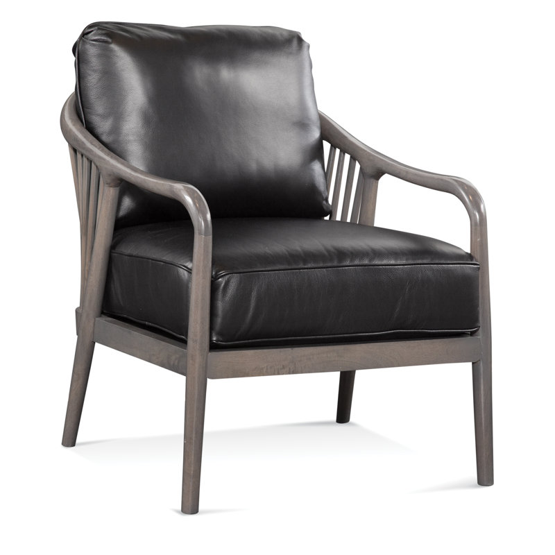 Guinevere Leather Armchair, Luxtan Black, Antique Frost White
