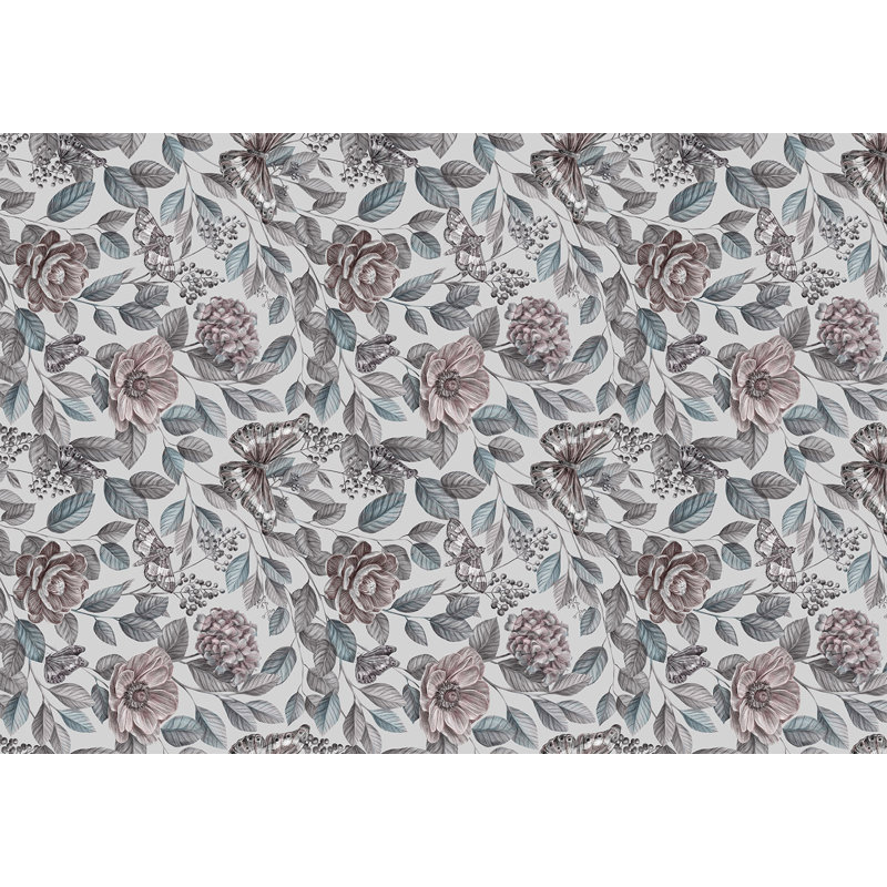 Murale florale pelez et collez - mosaïque rustique, L 41 po x l 57 po