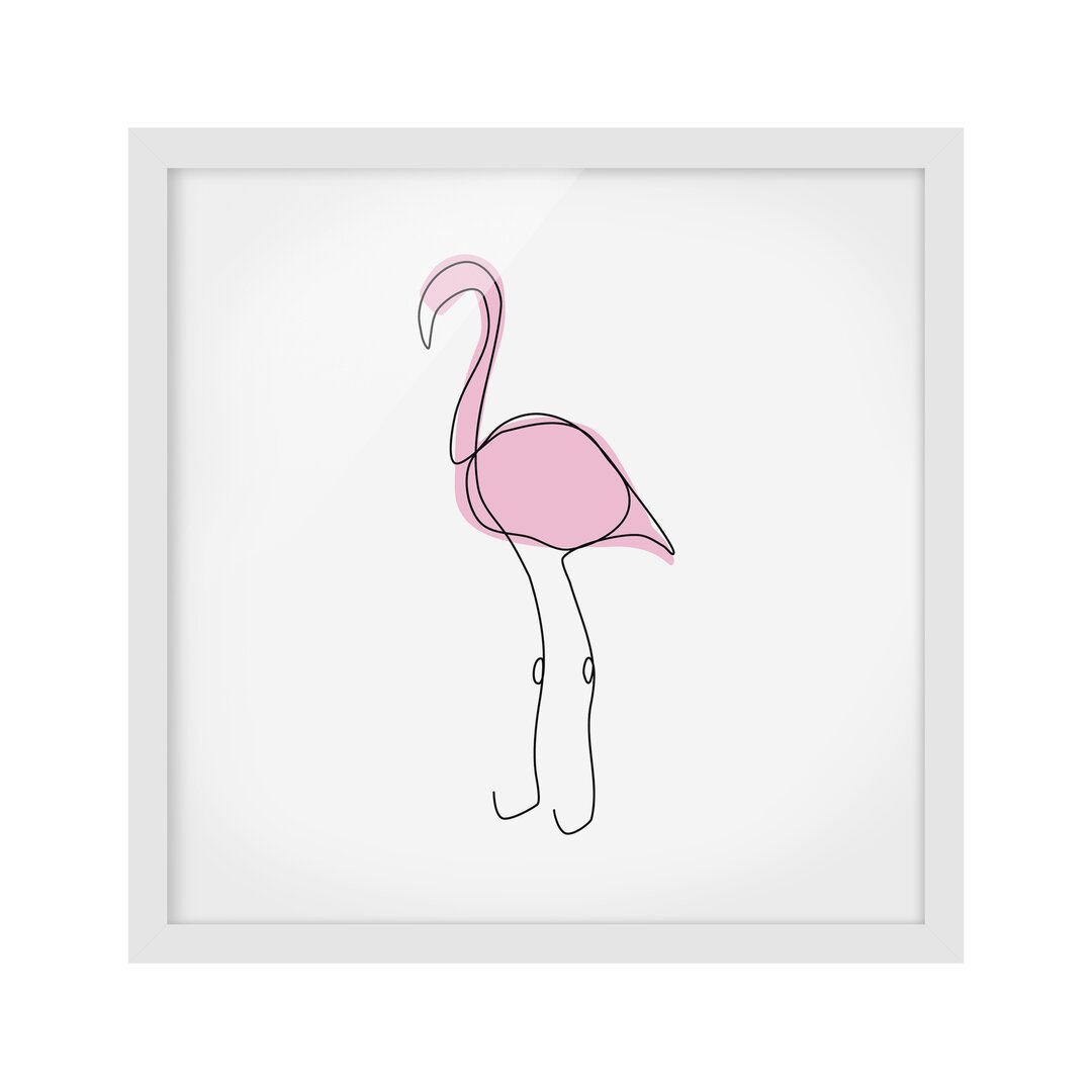 Gerahmtes Poster Flamingo Line Art