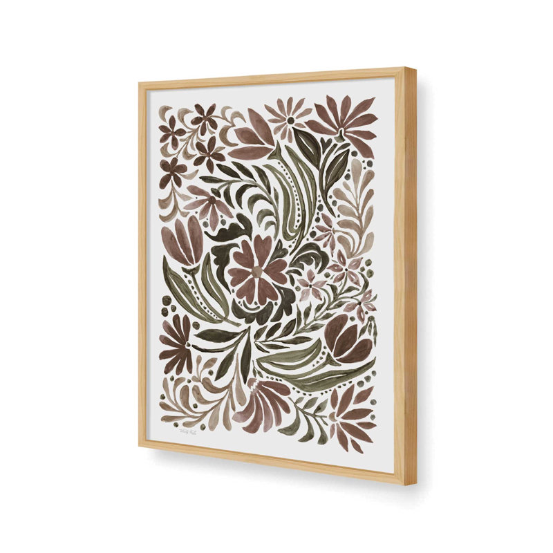 «Quilted Blooms I» par Cindy Jacobs, reproduction d'art, L 18 po x H 24 po, Tanné, Impression encadrée