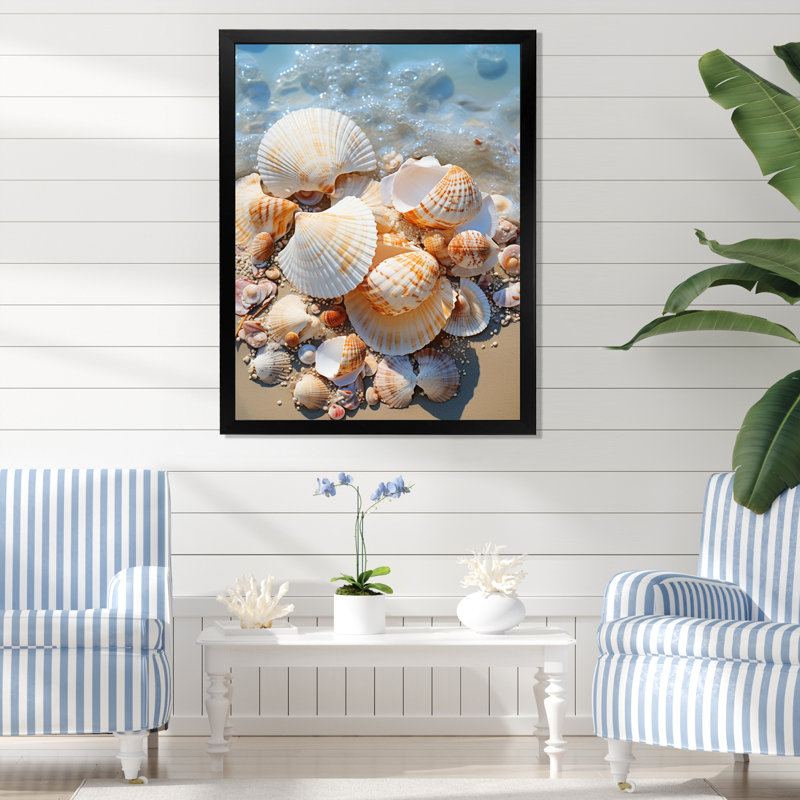 «Beach Photo Seashell Symphony II», reproduction sur toile d'animaux côtiers, Cadre photo noir, H 40 po x l 30 po x P 1,5 po