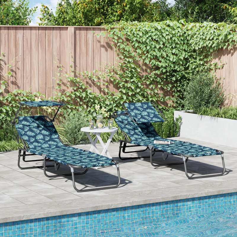 vidaXL Folding Sun Lounger Folding Oxford Outdoor Recliner Adjustable Patio
