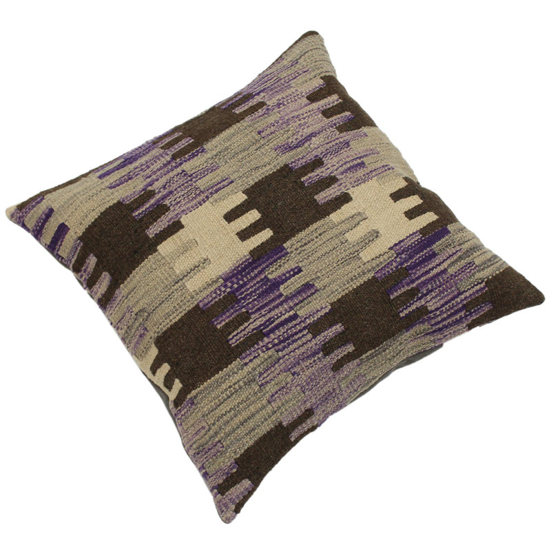 Coussin en laine Sam, Beige / noir géométrique 2