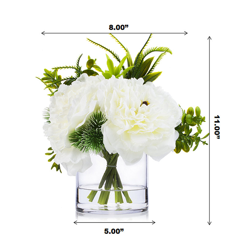 11 " Silk Peony Arrangement, Cream
