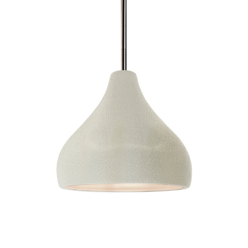 Luminaire suspendu à 1 lumière Meydan, H 7,25 po x l 8 po x P 8 po, Blanc craquelé / noir mat, Nickel brossé