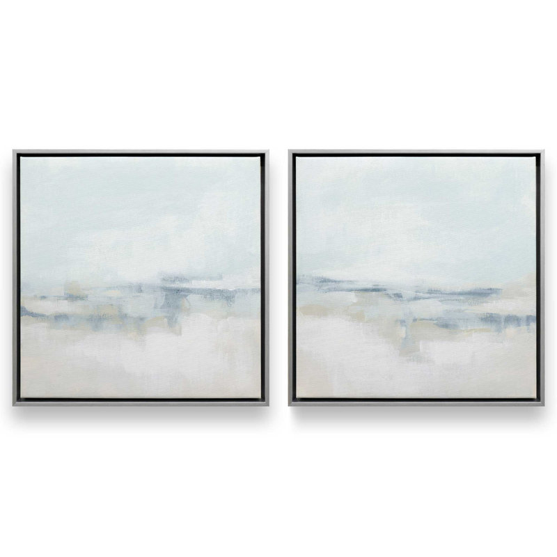Ensemble de 2 nuances de rivage nuageux, Cadre flottant en chrome poli, H 33 po x l 66 po x P 1,75 po