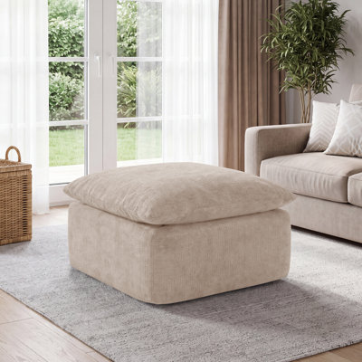 Pouf modulable à compression pour canapé d'angle, repose-pieds moderne en chenille avec ressorts ensachés, pouf livré roulé, sans montage, pour salon, kaki clair