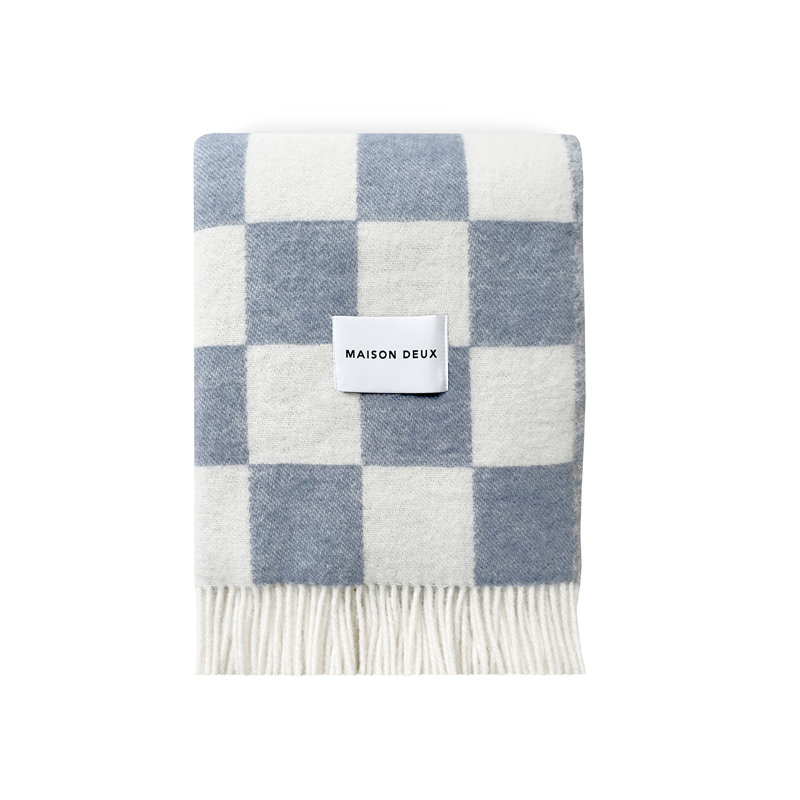 Throw Blanket, Denim Blue/White