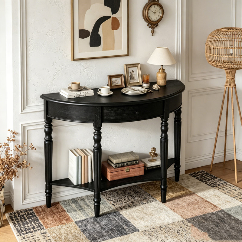 Console avec tiroir et tablette Farmhouse, Black