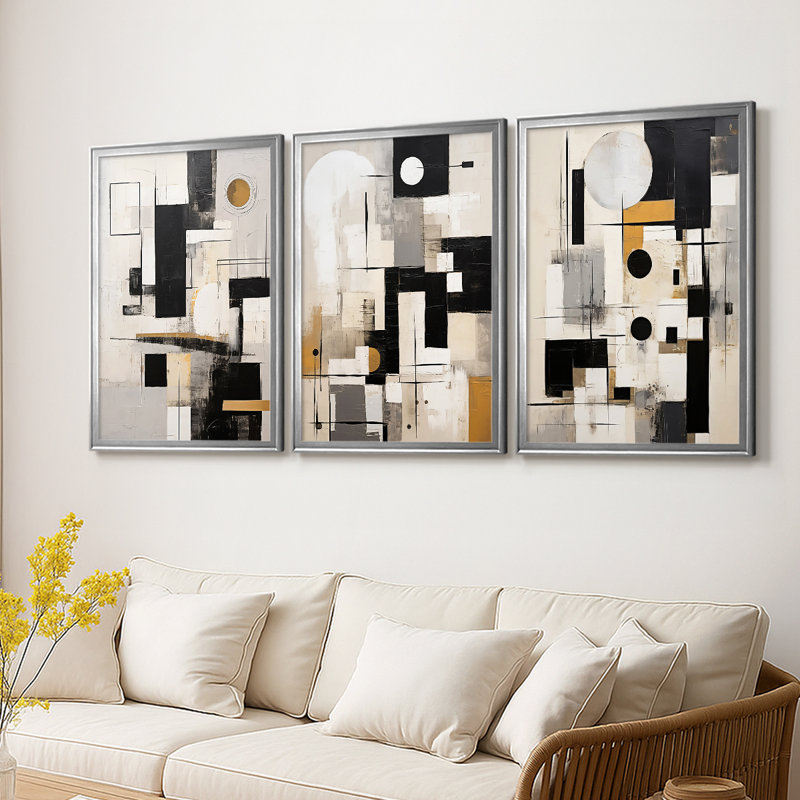 ABSTRACT Series CCCCLXXI - Toile tendue avec châssis sur mesure - 3 pièces
