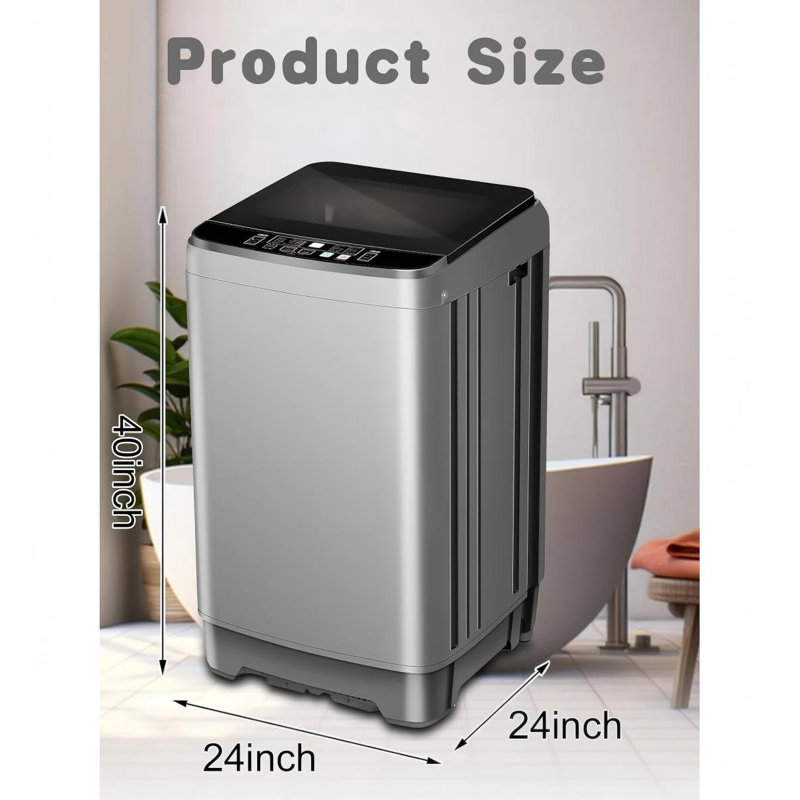 Portable 25LB Full Automatic Washing Machine with 10 Programs & 8 Water Levels Gray