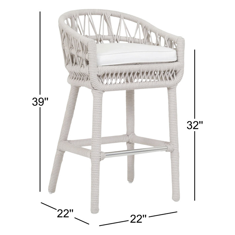 Dana Outdoor Bar Stool, Linen Canvas Sunbrella® Canvas