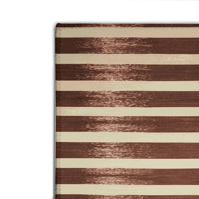 Tapis intérieur / extérieur brun HorizontalStripes, Rectangulaire 8 pi x 10 pi