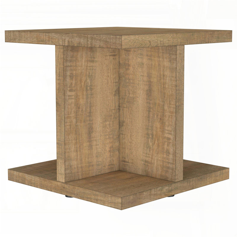 Cube-Style Square End Table – Mango Finish – Open Design