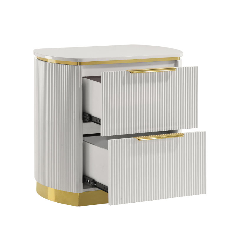 Ensemble de chambre à coucher Kocher Queen 2 pièces blanc, 2 Pcs: Bed, Nightstand, Queen