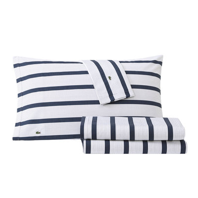 Lacoste Cotton Percale Print Sheet Set, Cooling & Breathable Bedding, Deep Pocket Fitted Sheet, Archive Chili Pepper, California King