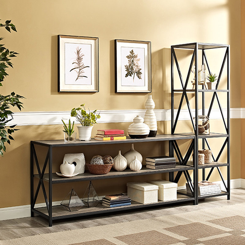 Eulas Etagere Bookcase, 26" H x 60" W x 16 D, Driftwood
