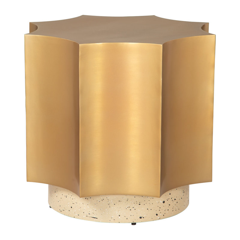 20" Beige Iron Pedestal End Table