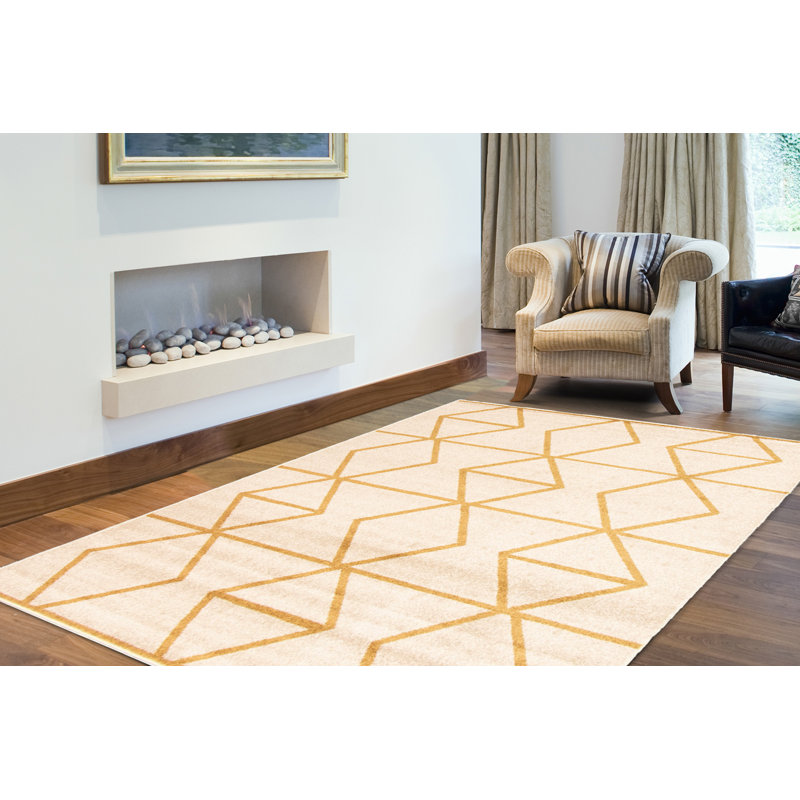 Tapis brun clair / doré Denoila, Rectangle 3 pi 11 po x 5 pi 7 po