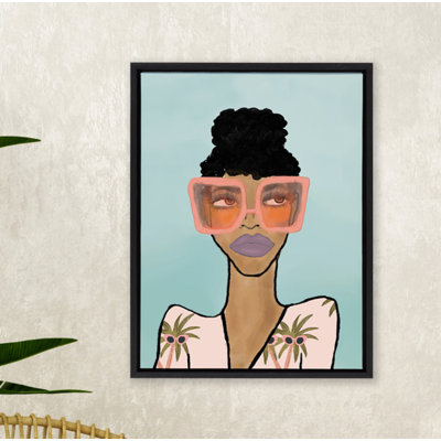 «Fashion Girl 2 Blue» par Bouffants and Broken Hearts LLC, reproduction d'art sur toile encadrée