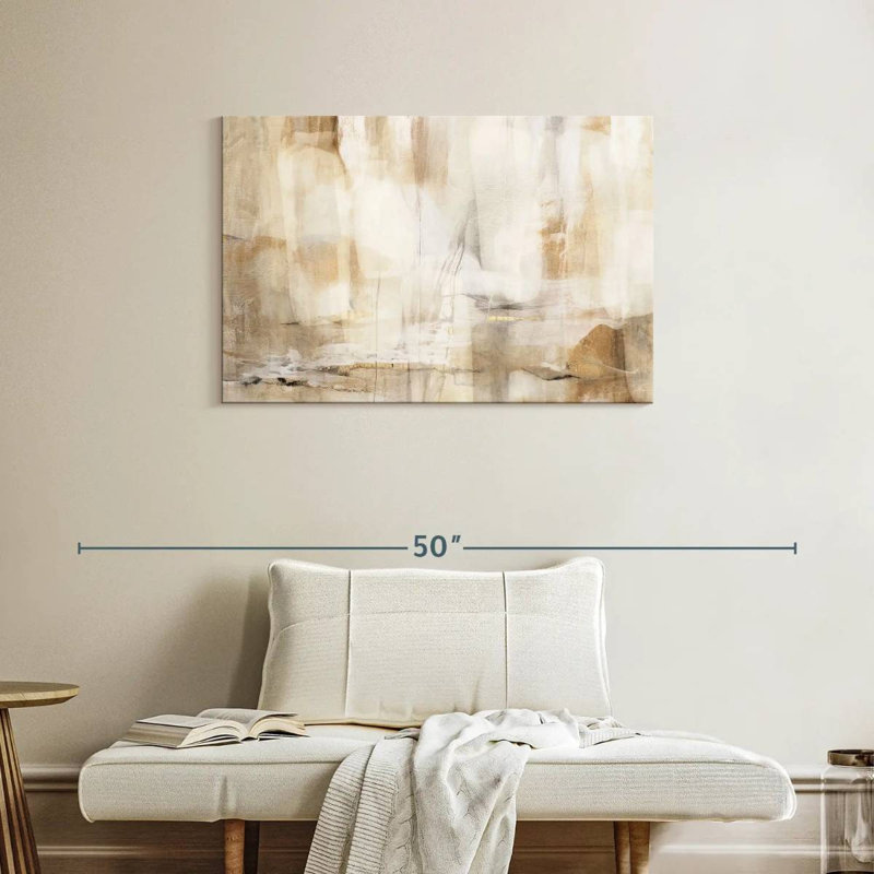Avery neutre beige abstrait Polyptych, H 24 po x l 36 po
