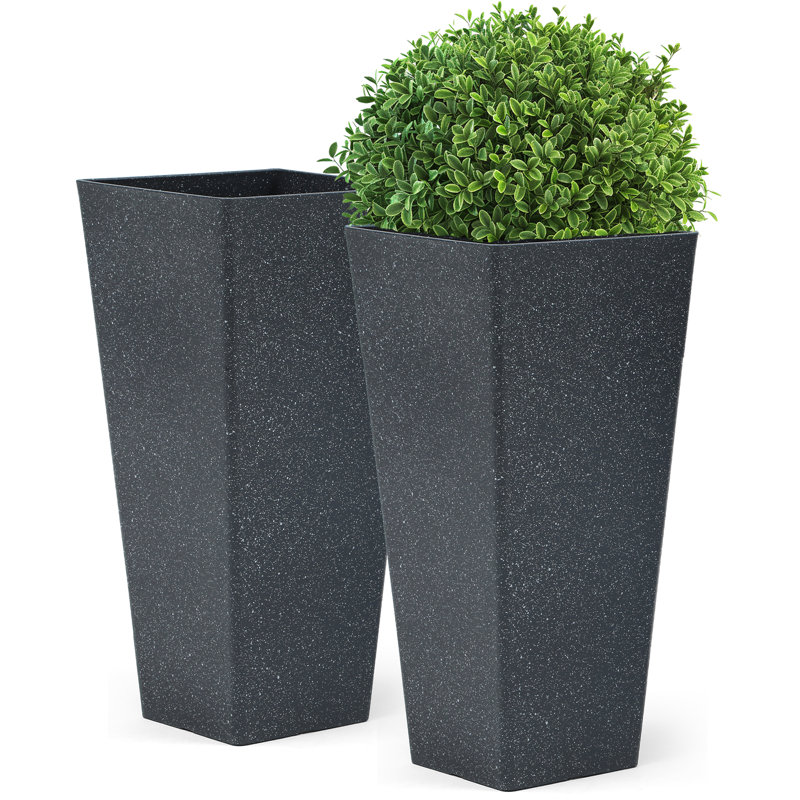 28" Weather-Resistant Tall Planter Box Modern Minimalist Large Flower Pot Planters