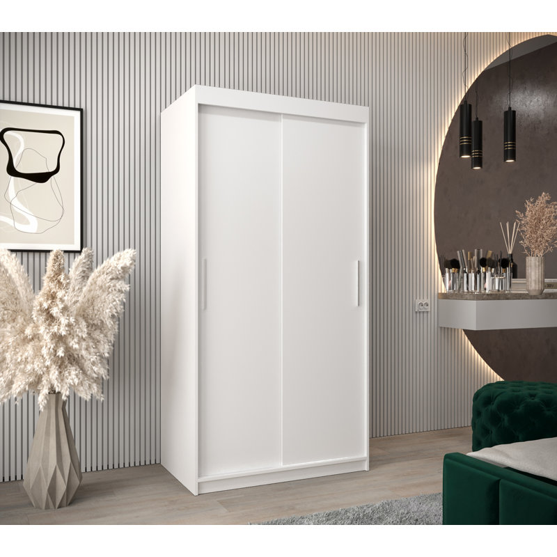 Gallipolis Manufactured Wood Wardrobe, White Matt