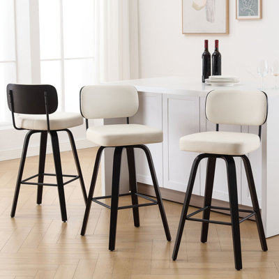 Loranza Swivel Upholstered Faux Leather Counter Stool