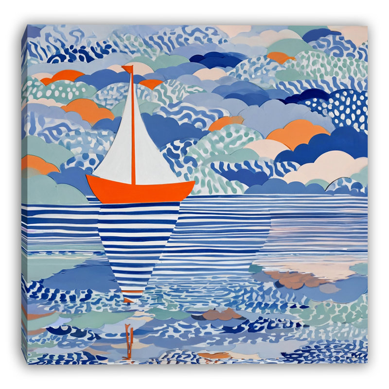 Voile à travers des mers à motifs sur toile tendue, L 20 po x H 20 po x P 1,5 po